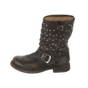 Frye Leather Mid-Calf Moto Boots
